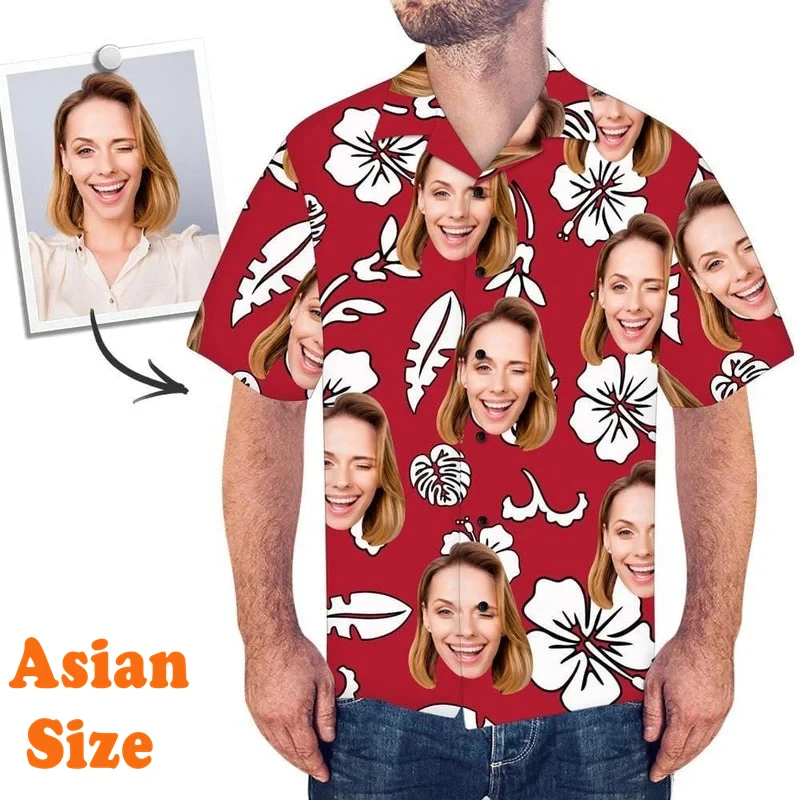 Custom Picture Hawaiian Shirt For Men Women Funny Humour Personality Gift Shirts Fashion Trend Hip Hop Casual Daily Blouse Pop