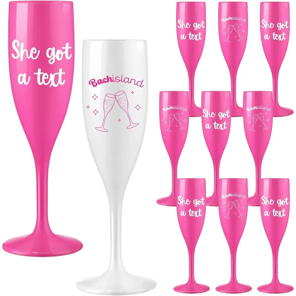 

Набор из 12 пластиковых фужеров для шампанского (5 унций), розовые и белые, для девичника, свадьбы, вечеринки, тематического праздника на острове