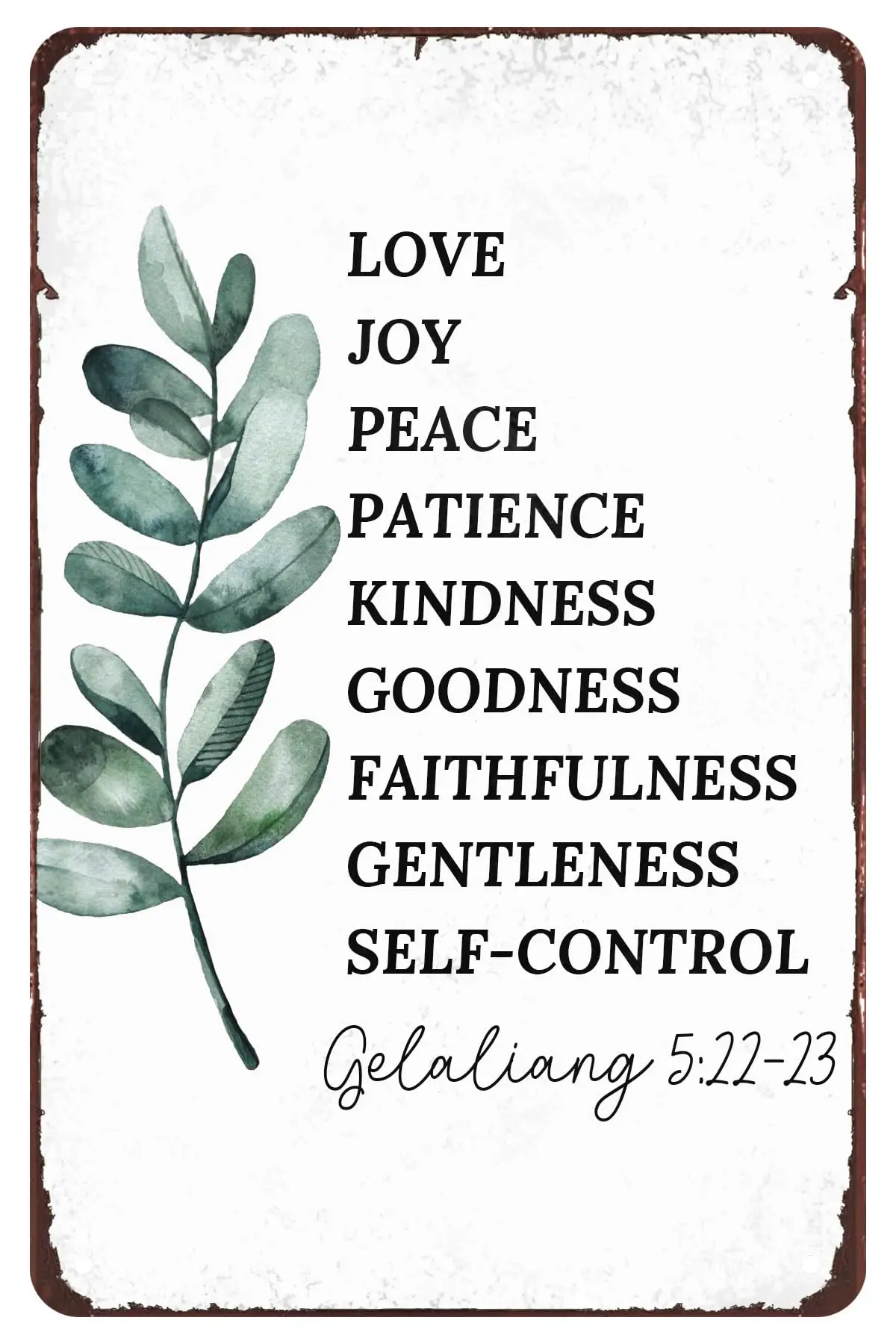 Bible Verse Metal Tin Sign Vintage Fruit of The Spirit Tin Signs Wall Decor Bible Verse Love Joy Peace Patience Kindness Poster