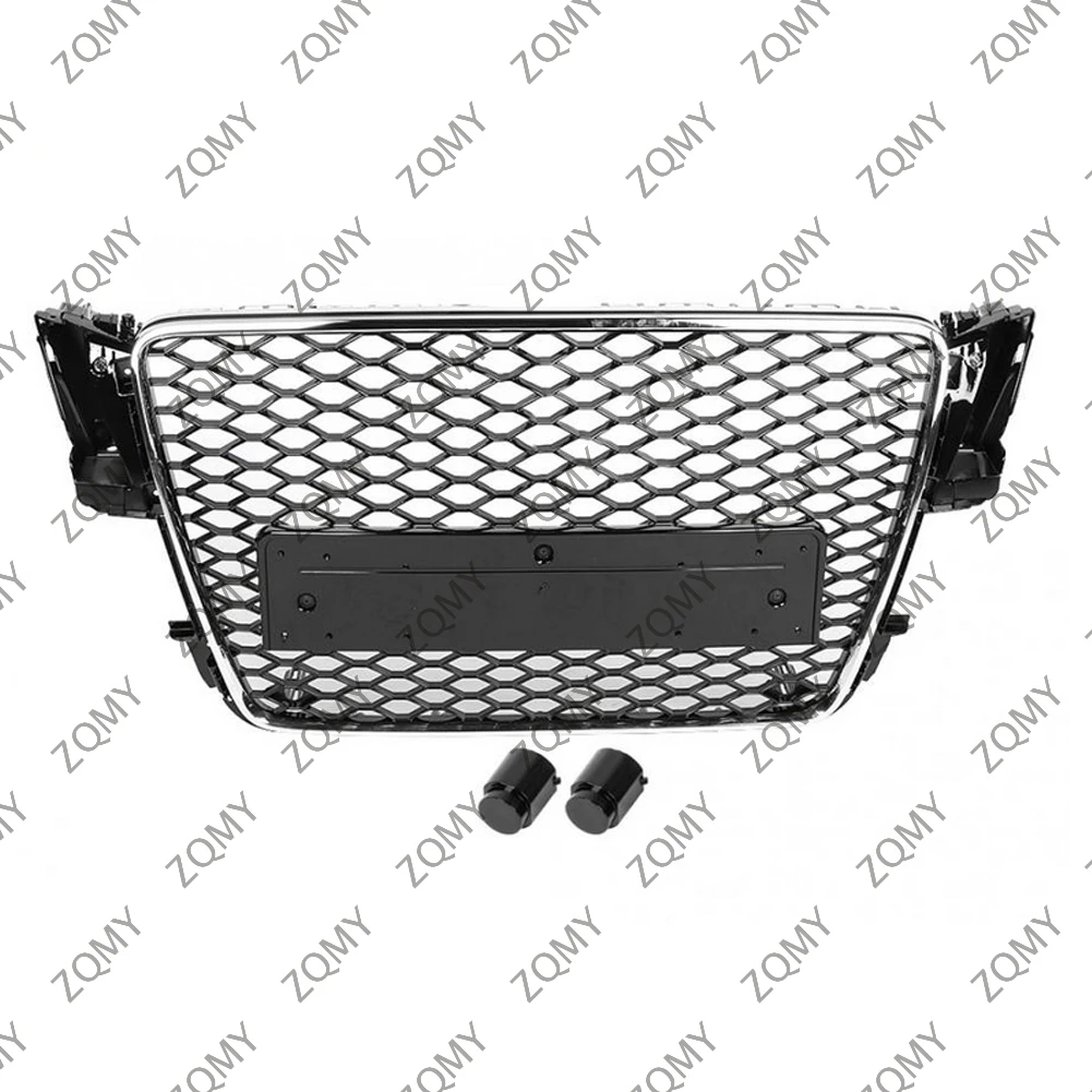 With/Logo For Audi A5/A5L/S5 2008 2009 2011 Car Front Bumper Grille Centre Panel Styling Upper Grill (Modify For RS5 style)