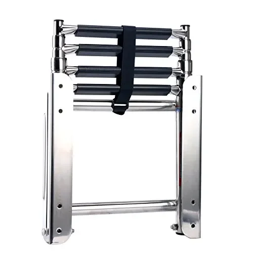 4-Step Stainless Steel Under Platform Slide Mount Boat Boarding Telescoping Ladder Boat Accessories Marine