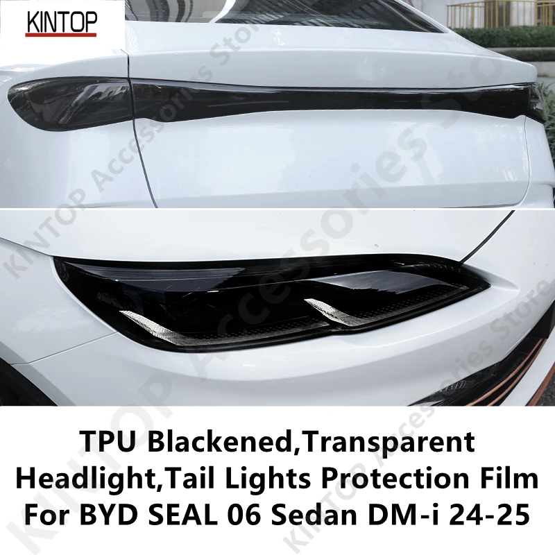 

For BYD SEAL 06 Sedan DM-i 24-25 TPU Blackened Transparent Headlight Tail Light Protective Film, Modification Accessories Refit