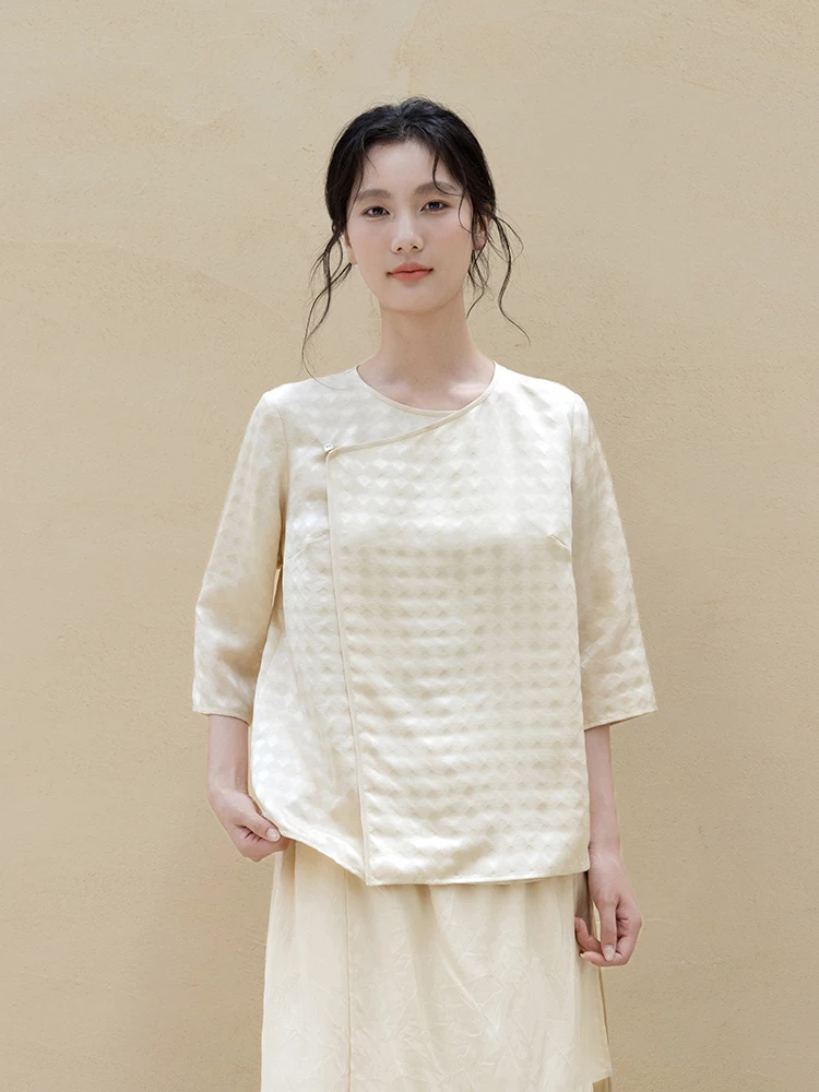 

Новая коллекция Le: 100% шелковое летнее платье с жемчужной вышивкой в новом китайском стиле, круглый вырез, для женщин