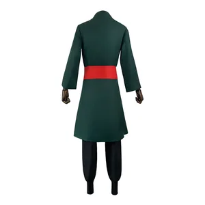 Anime Roronoa Zoro Cosplay fantasia para homens e mulheres, brincos, camisa amarela, casaco verde, cinto, calças, uniforme, lenço, Halloween, um papel 8 principais vendas cachecol verde e amarelo - №8
