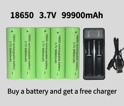 Bestselling100% original 18650 battery high-capacity 99900Mah 3.7V +charger,lithium-ion rechargeable battery for toy flashlights