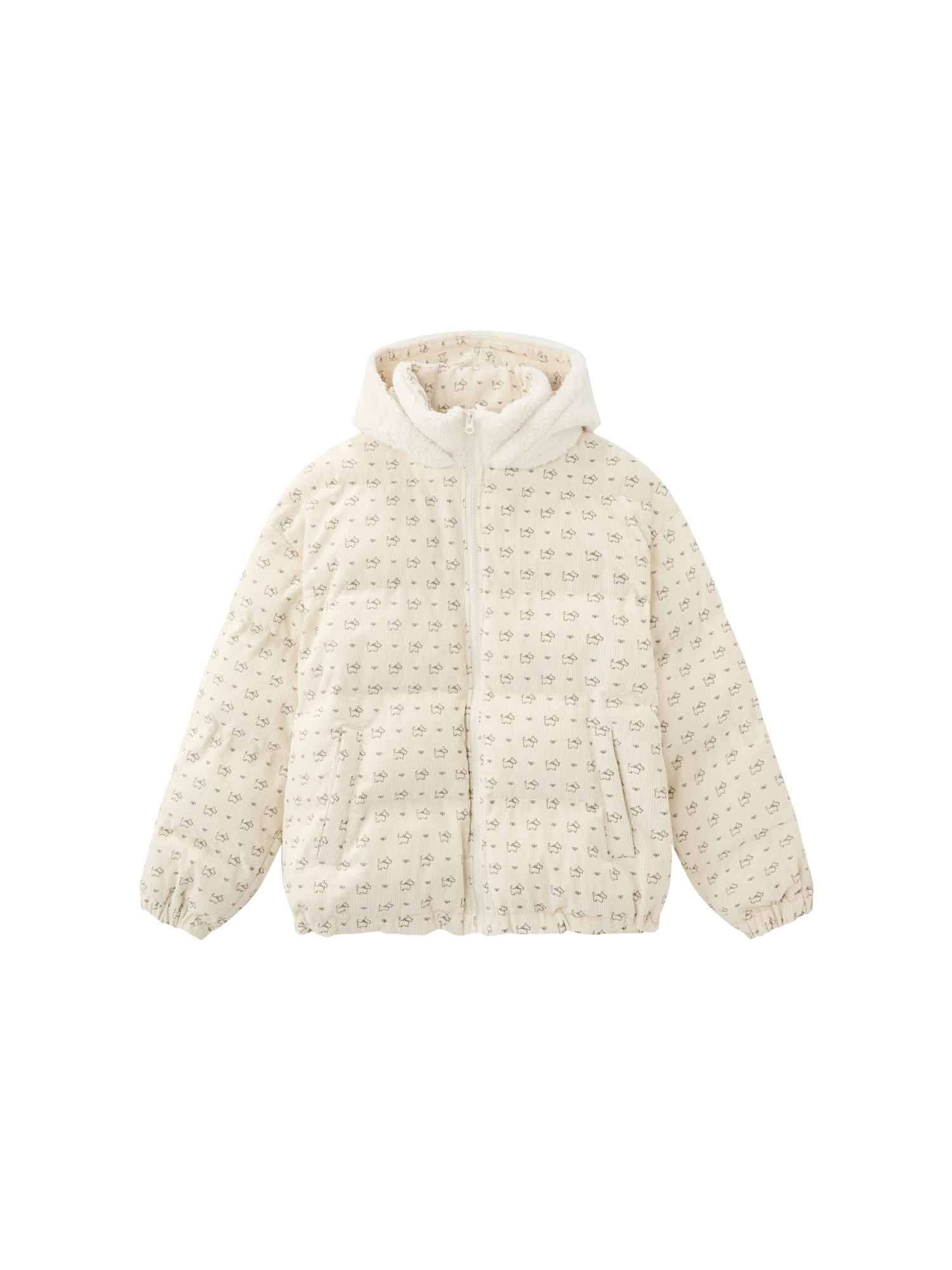 

Yescci Cartoon Doggies Hooded Cotton Jaet Women's Autumn Winter New Sle S5540 Casual Comfortable Length Zipper Closure