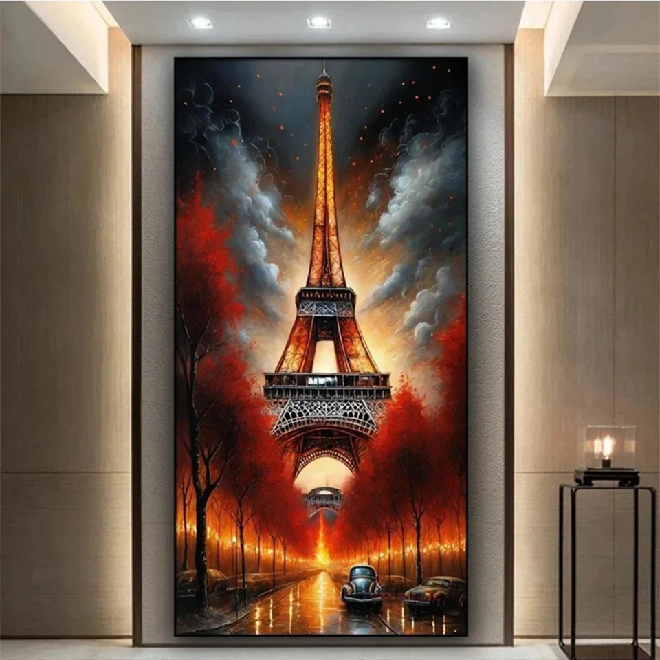 Sky Landscape Full Drill Diamond Embroidery Tower Car Cityscape Picture Set DIY Diamond Mosaic New Arrival Painting Wall decor