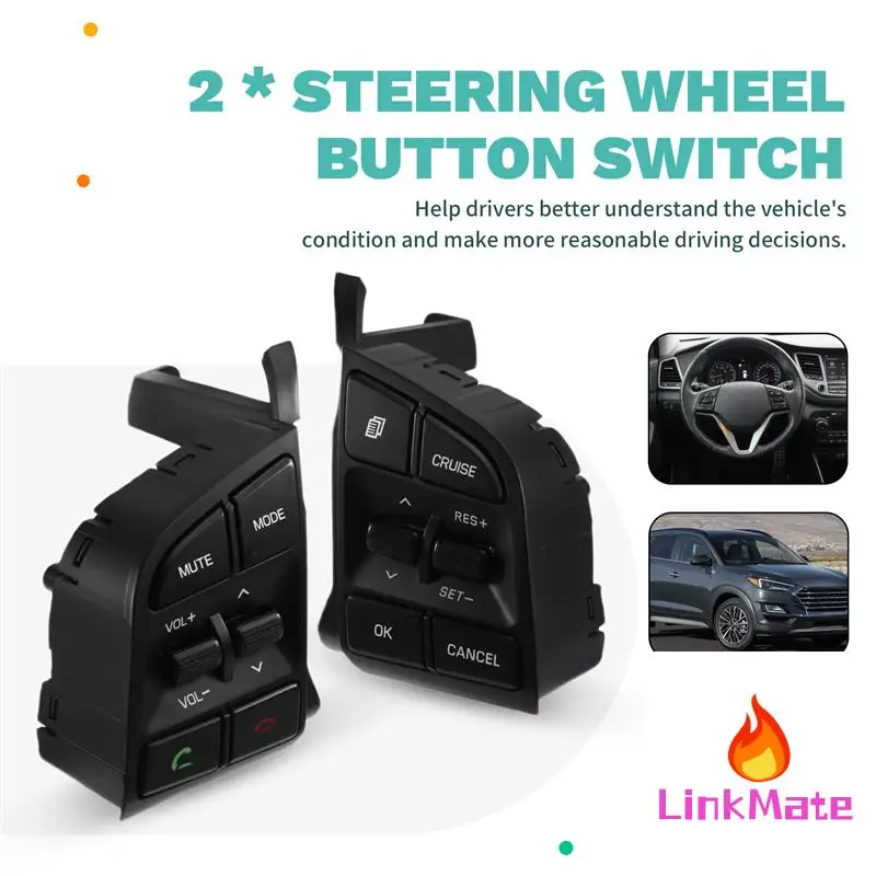 

Steering Wheel Cruise Control Remote Volume Button Switch 96710-D3500 96720-D3200 For Hyundai Tucson 2015-2019