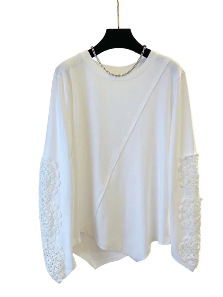 Oversize Autumn Patchwork Irregular T Shirt Women Korean Loose Long Sleeve Blouse Woman Ladies Tops Blusa Feminina - Image 5