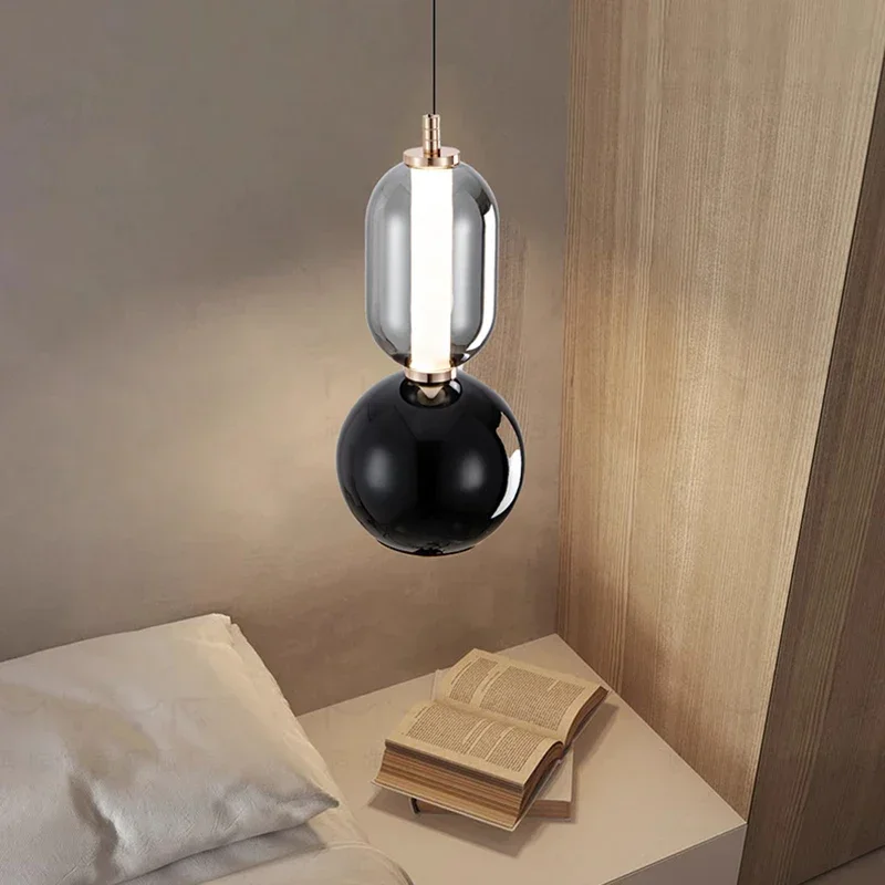 

Modern Glass Led Pendant Lights for Dining Room Food Tables Bedroom Bedside Chandelier Home Decor Hanging Light Fixture