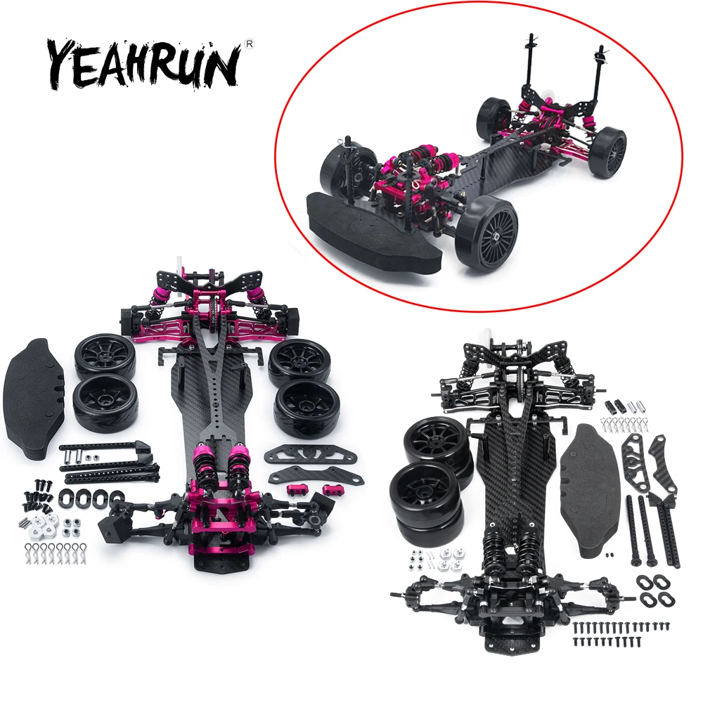 

YEAHRUN CNC Metal & Carbon Fiber Frame Kit for Sakura D5 1/10 RC Remote Control Flat Road Drift Car Model Parts