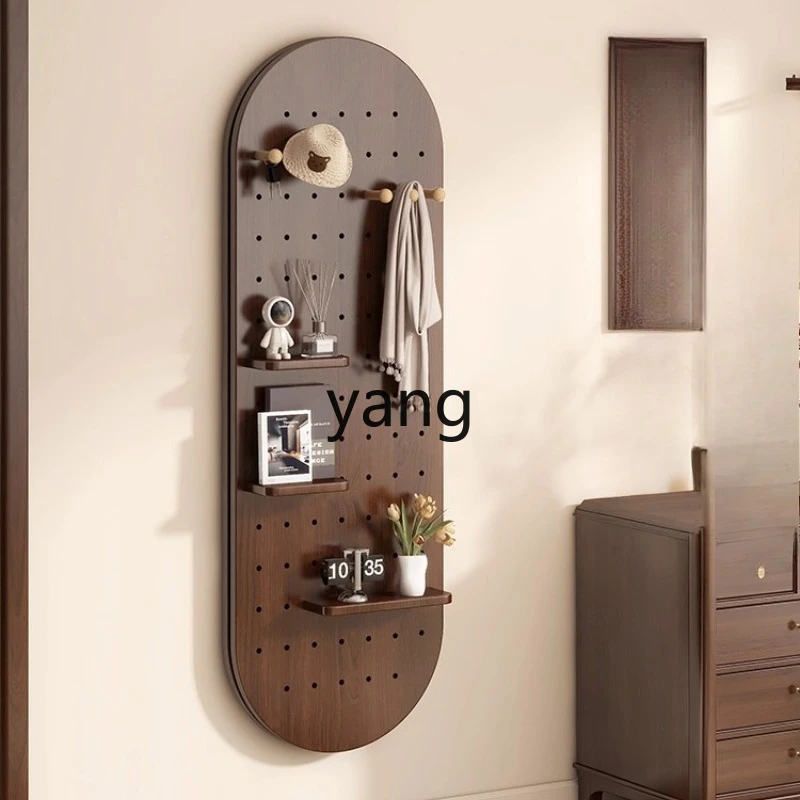 

LMM hole board solid wood entrance porch rack hidden push-pull full body mirror