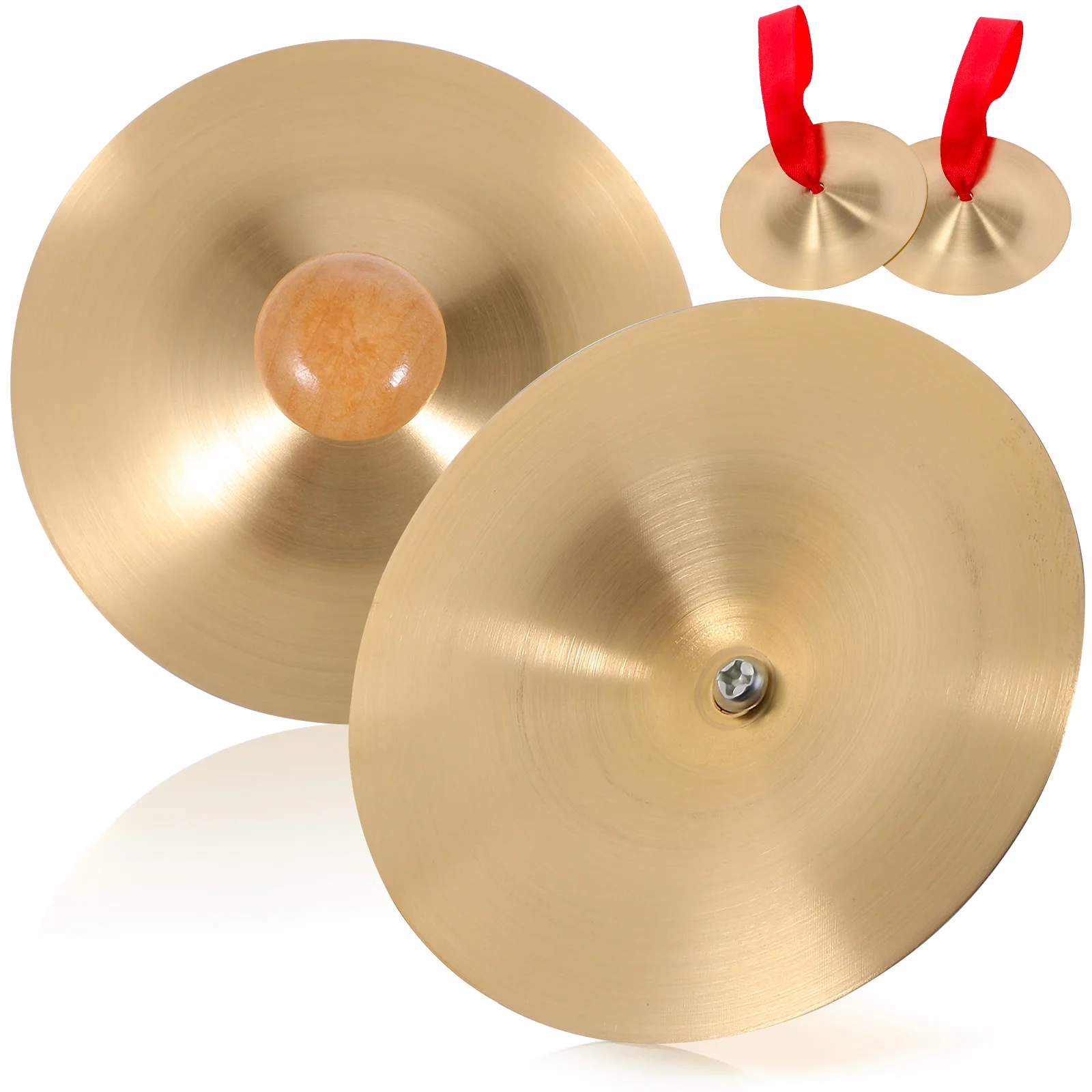 

2 Pairs Children's Percussion Instrument Cymbals Gift for Players Metal Copper Finger Musical Hand Belly Dancing Dancer Party