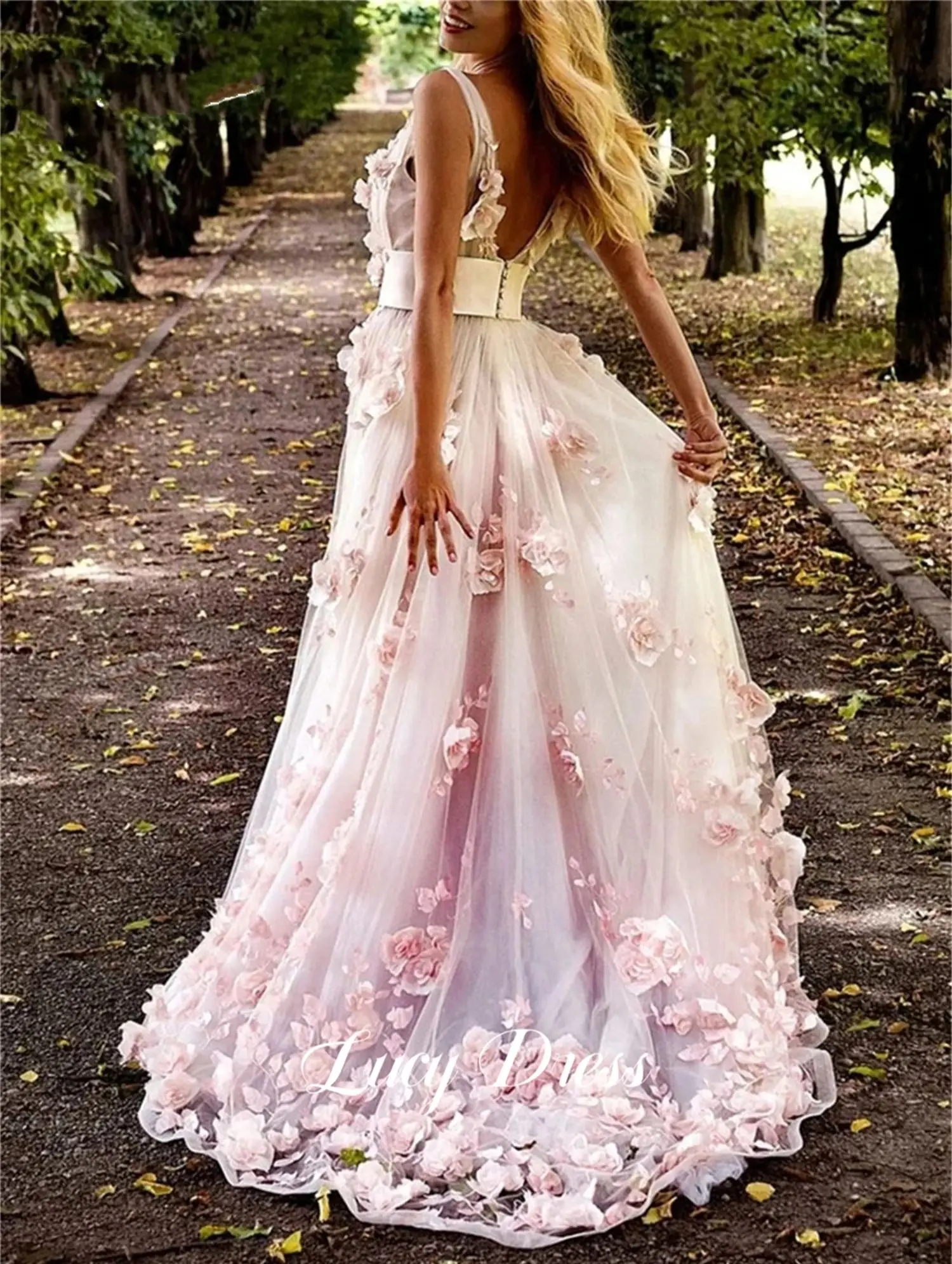 

Lucy Customized Floral Fabric Sharon Happy Evening Dresses for Special Occasions Wedding Dress Elegant Womens Party Dresses Robe