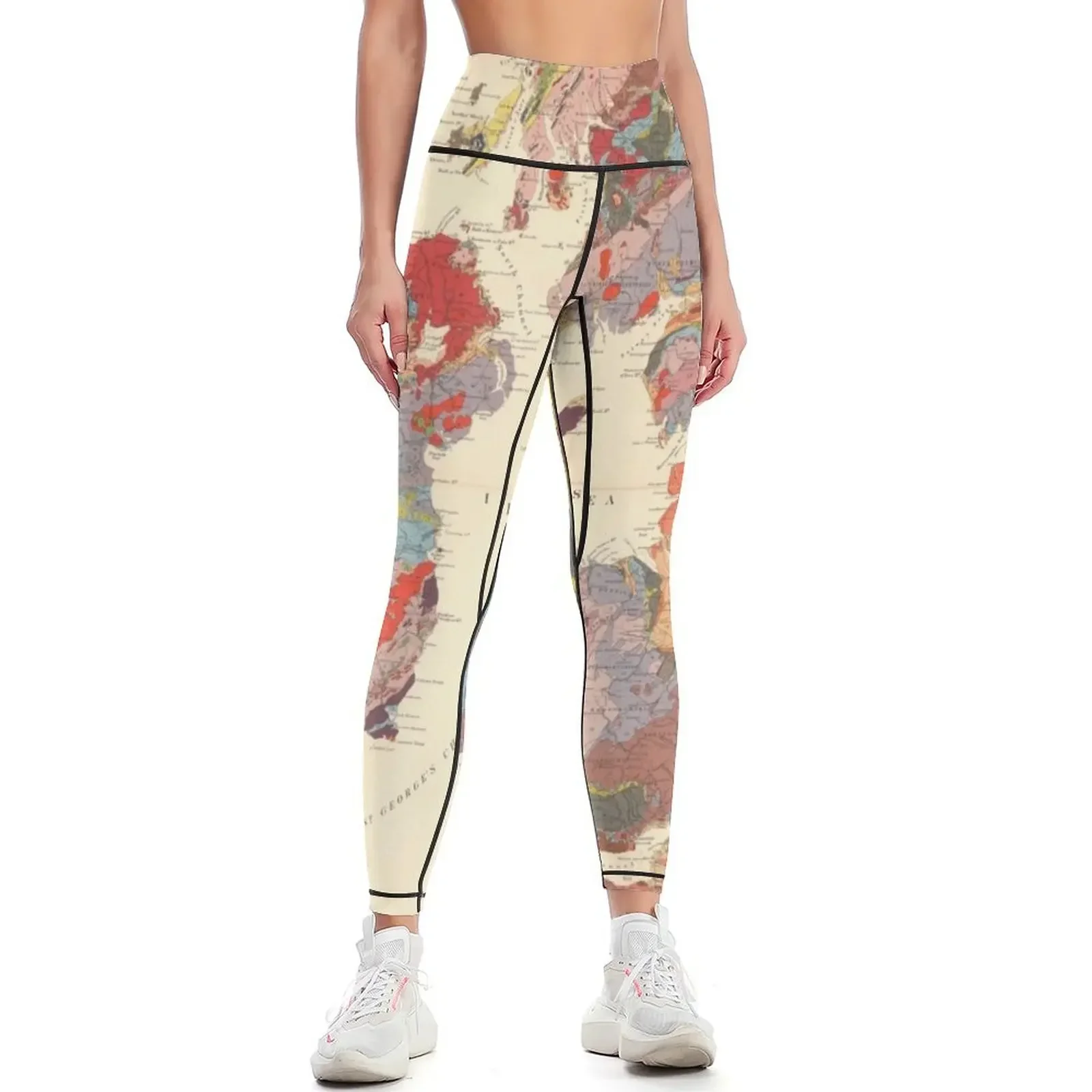 

Vintage Geological Map of The British Isles (1912) Leggings sports tennis for sport pants for girls Womens Leggings