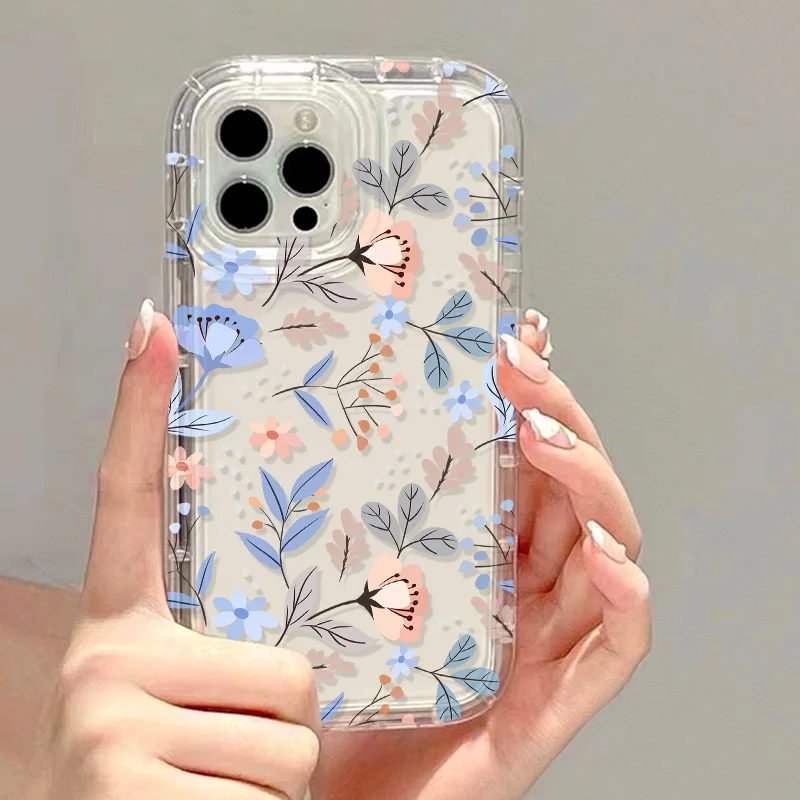 Multicolor Flower Case For iPhone 15 11 14 12 13 Pro Max X XR XS Max 7 8 14 Plus 6 6s SE 2020 2022 Transparent Soft Clear Cover