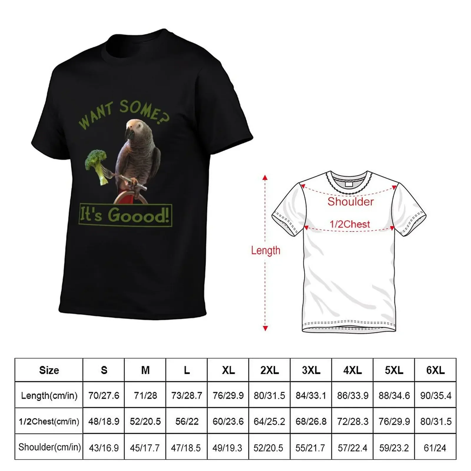 African Grey Parrot Broccoli design T-Shirt summer tops blanks graphic t shirts blue archive mens big and tall t shirts