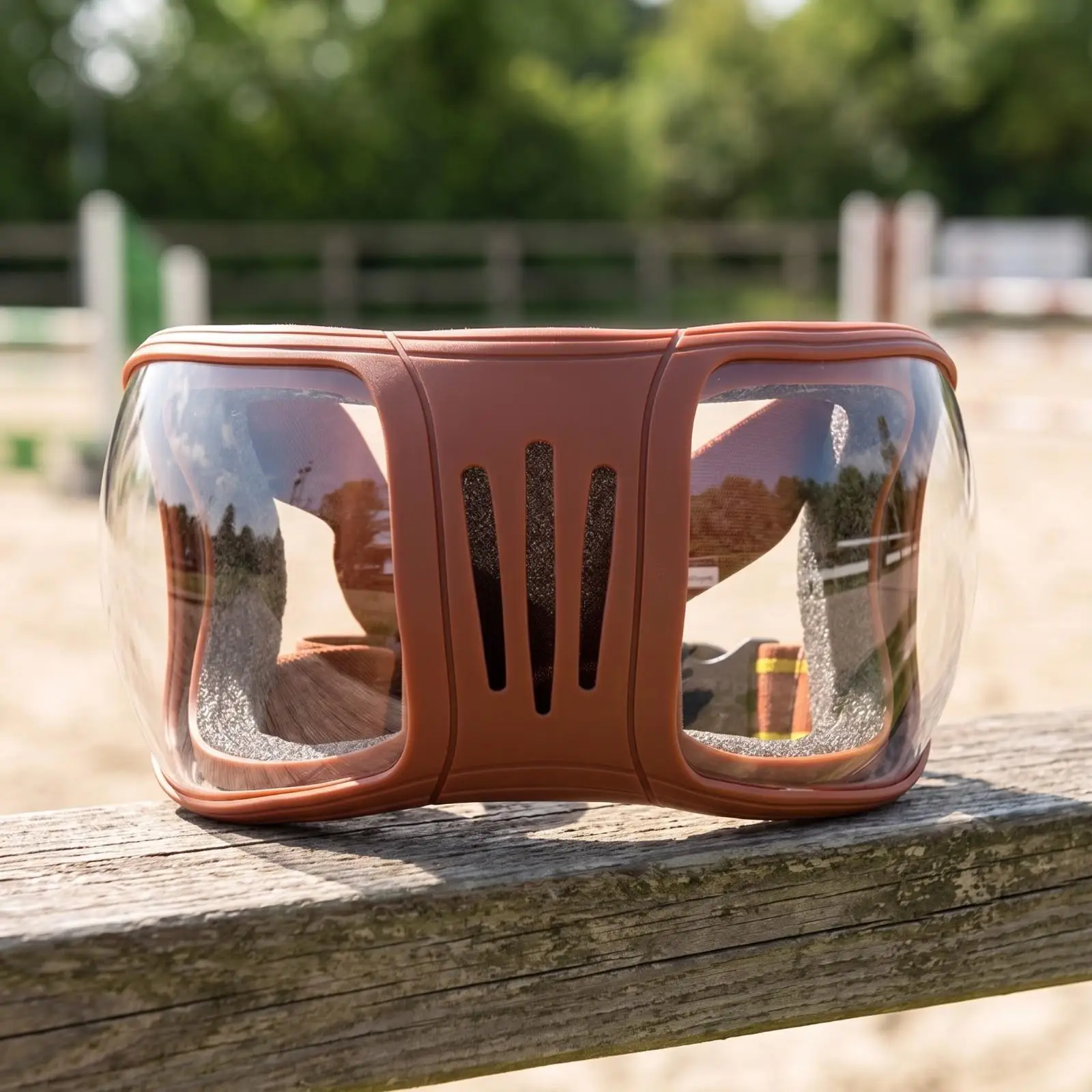 Horse Eye Protection Mask with Front Ventilation Slots for Riding Padded Inner Rim Full Vision PC Shield