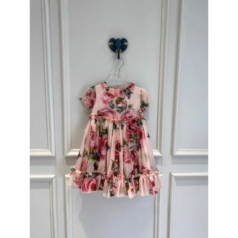 

Новое детское платье для маленьких девочек, летнее платье принцессы с цветочным узором, платье-кукла из искусственного шелка, платье феи