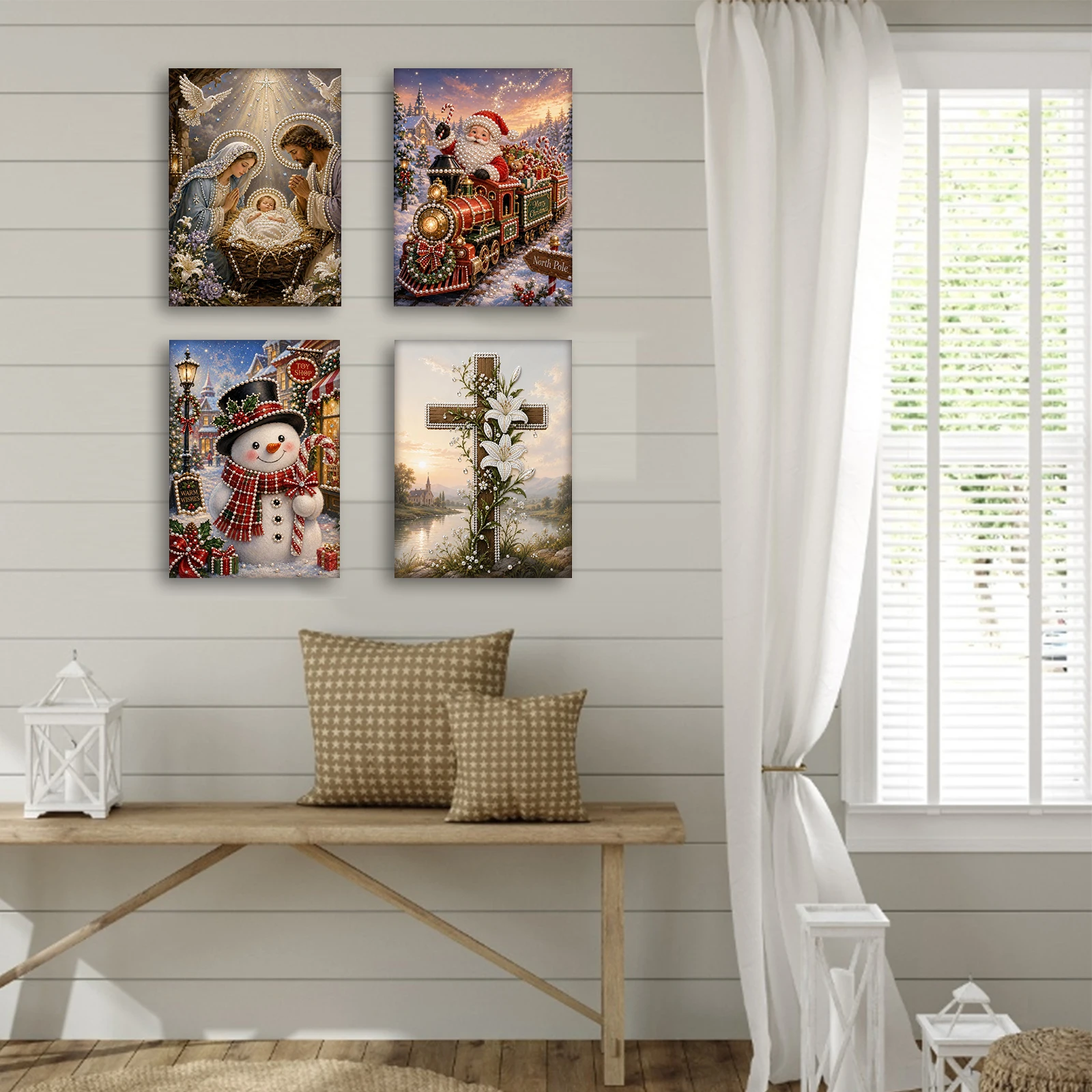 Perlenmalerei DIY-Set 30x40cm mit aufgespannter Leinwand, selbstklebende Perlenkunst, Wanddekoration für Zuhause, Bastelset