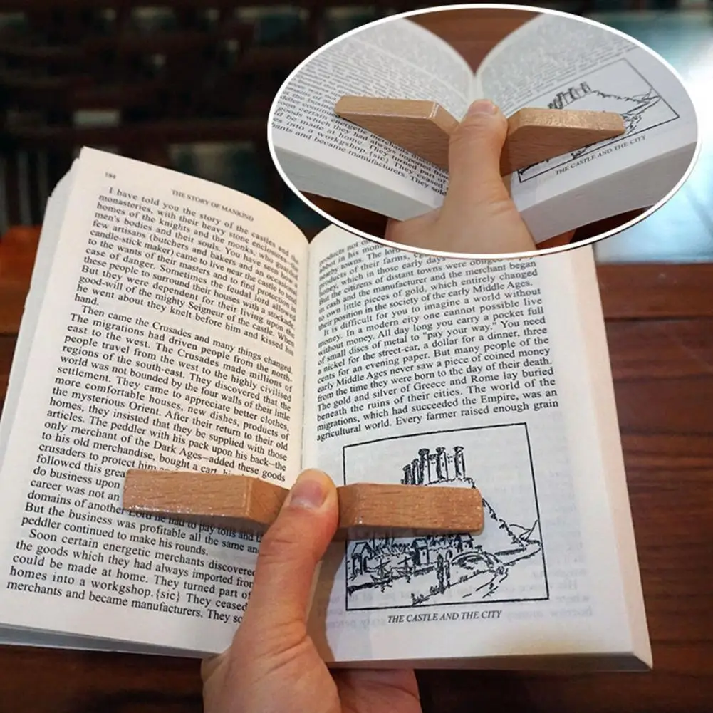 Book Page Holder Wooden Thumb Page Holder Ergonomic Hardcover Softcover Book Page Holder Gift for Book Lovers Teachers And Libra