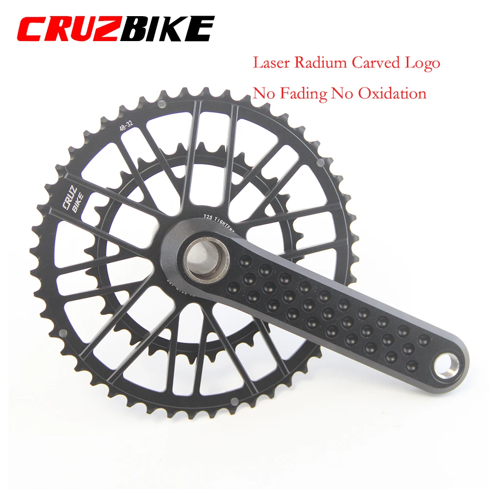 CRUZbike Road Bike Crankset 155/160/165/170/ Crank 9/10/11/12 Speed Double Chainring 46-30/48-32T with Bottom Bracket