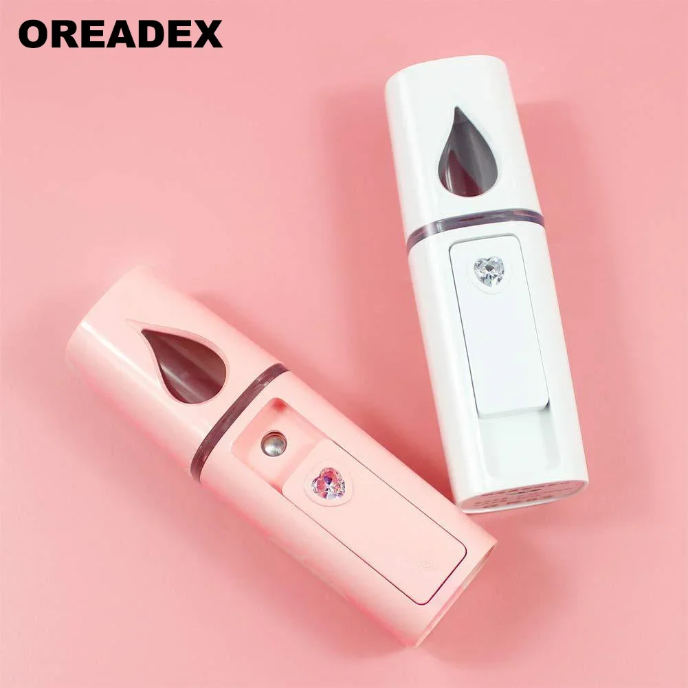 

Mini Nano Mist Sprayer Portable Nano Facial Mister Mini Facial Steamer Atomization Eyelash Extensions with Mirror Pink