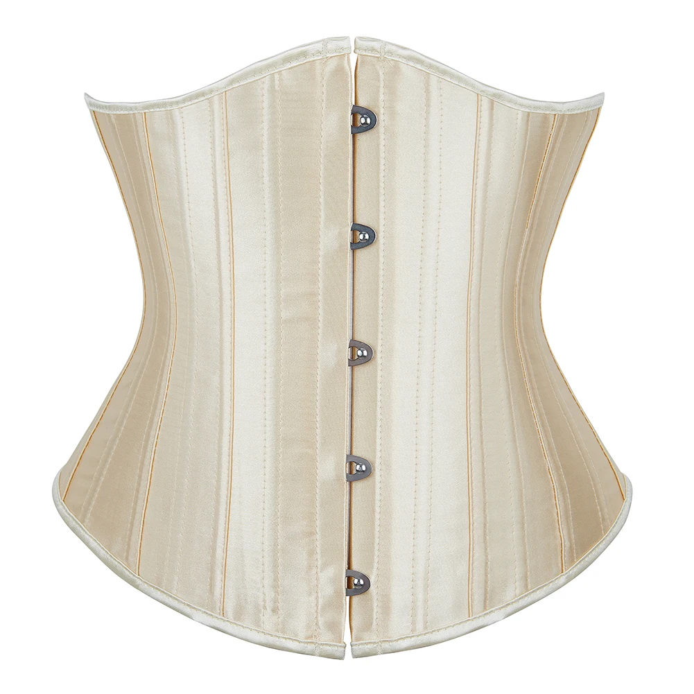 Underbust Corset 26 Steel Boned Satin Corselet Women Cupless Chest Binder Bustier