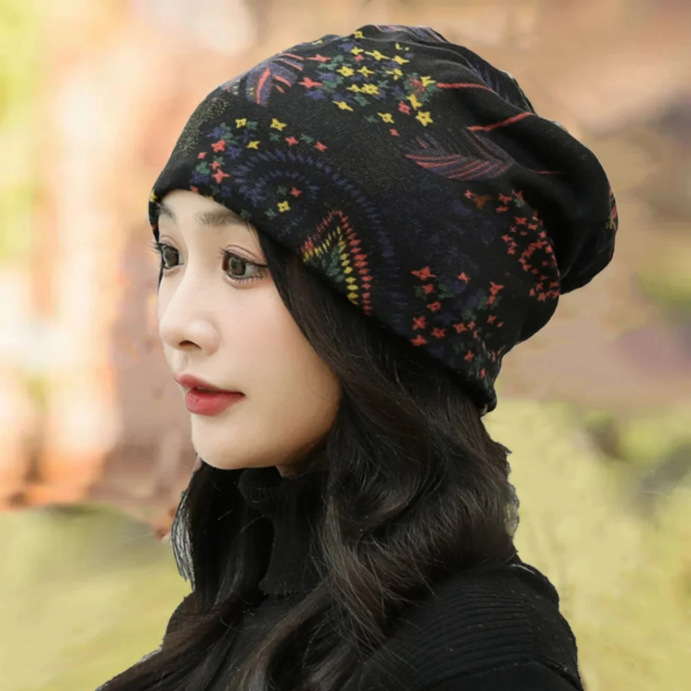 

Новая модная женская повседневная уличная шапка-бини с цветочным узором, многофункциональная (шапка-шарф), мягкая, для танцев, тюрбан для девочек, разноцветная