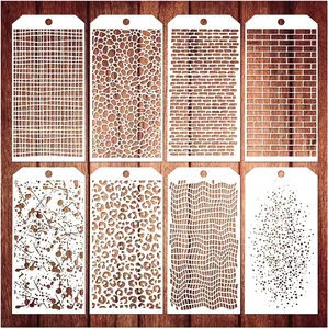 8 Buah / set 24cm Templat Dekoratif Album Embossing Lukisan Stensil Berlapis DIY Bata Macan Tutul Templat Dekoratif Album Timbul Pewarna Buku Tempel 12 stensil penjualan terbaik a3 - №