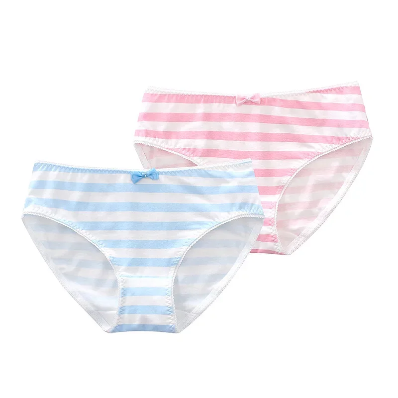 Cute Cotton Blue & White Stripe Pink Striped Women Panties Underwear Briefs Lolita Girls Intimates Japanese Anime Cosplay Gift