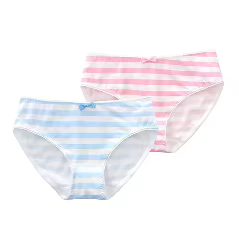 Cute Cotton Blue &amp; White Stripe Pink Striped Women Panties Underwear Briefs Lolita Girls Intimates Japanese Anime Cosplay Gift