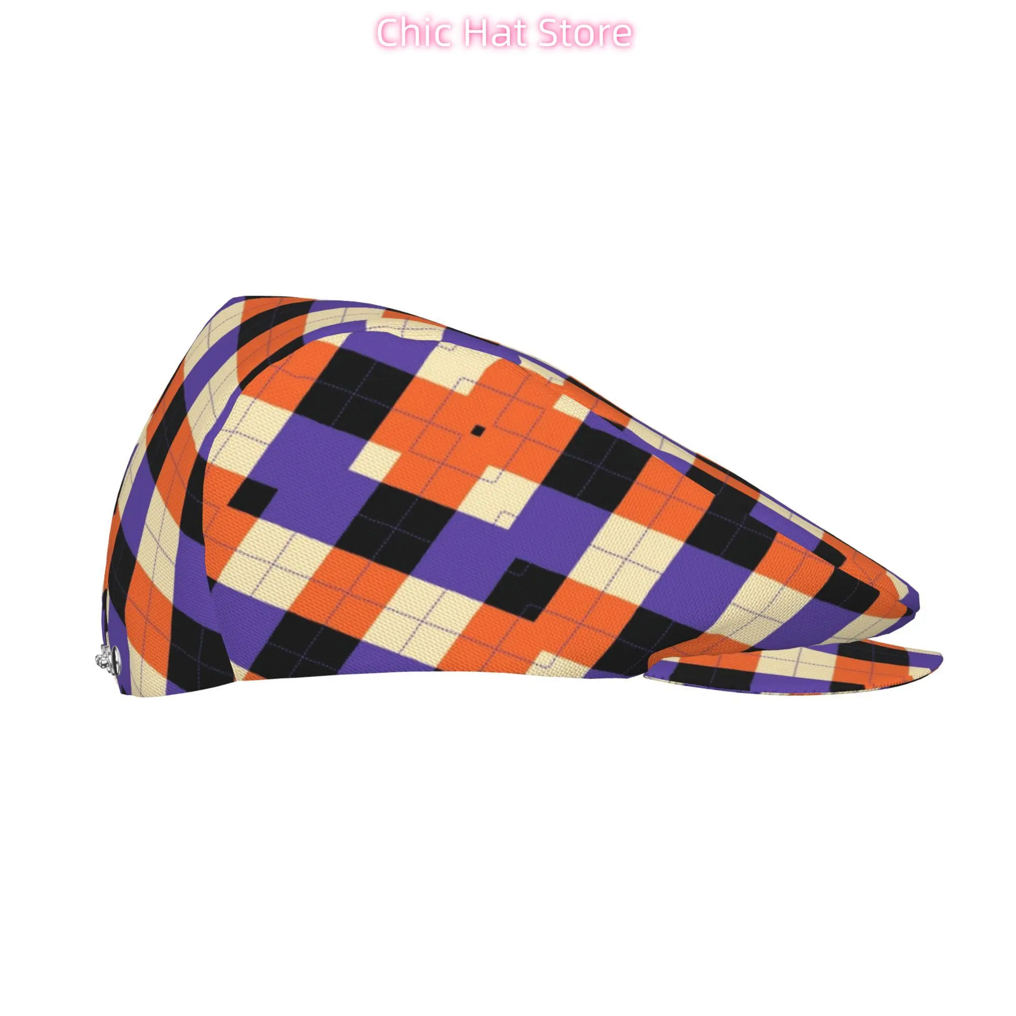 1pc Colorful Argyle Pattern All-over Print Flat-top Hats for Men and Women, Newsboy Caps, Berets, Irish Hats, Driver Caps,  Hats