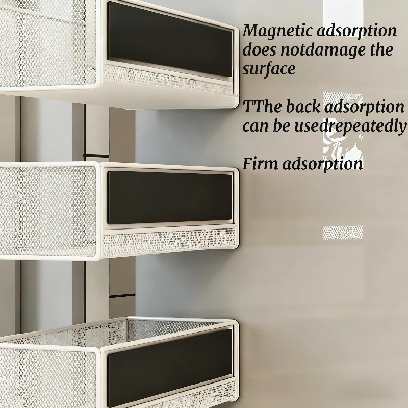 ثلاجة مطورة حديثًا مع رف تخزين مغناطيسي، إطار معدني إبداعي متعدد الوظائف، مريح #2