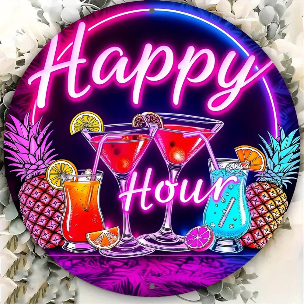 CIFBUY Retro Neon Tiki Bar Sign Aluminum Wall Art Waterproof Fade Resistant Durable Metal Decor for Home Kitchen Man Cave