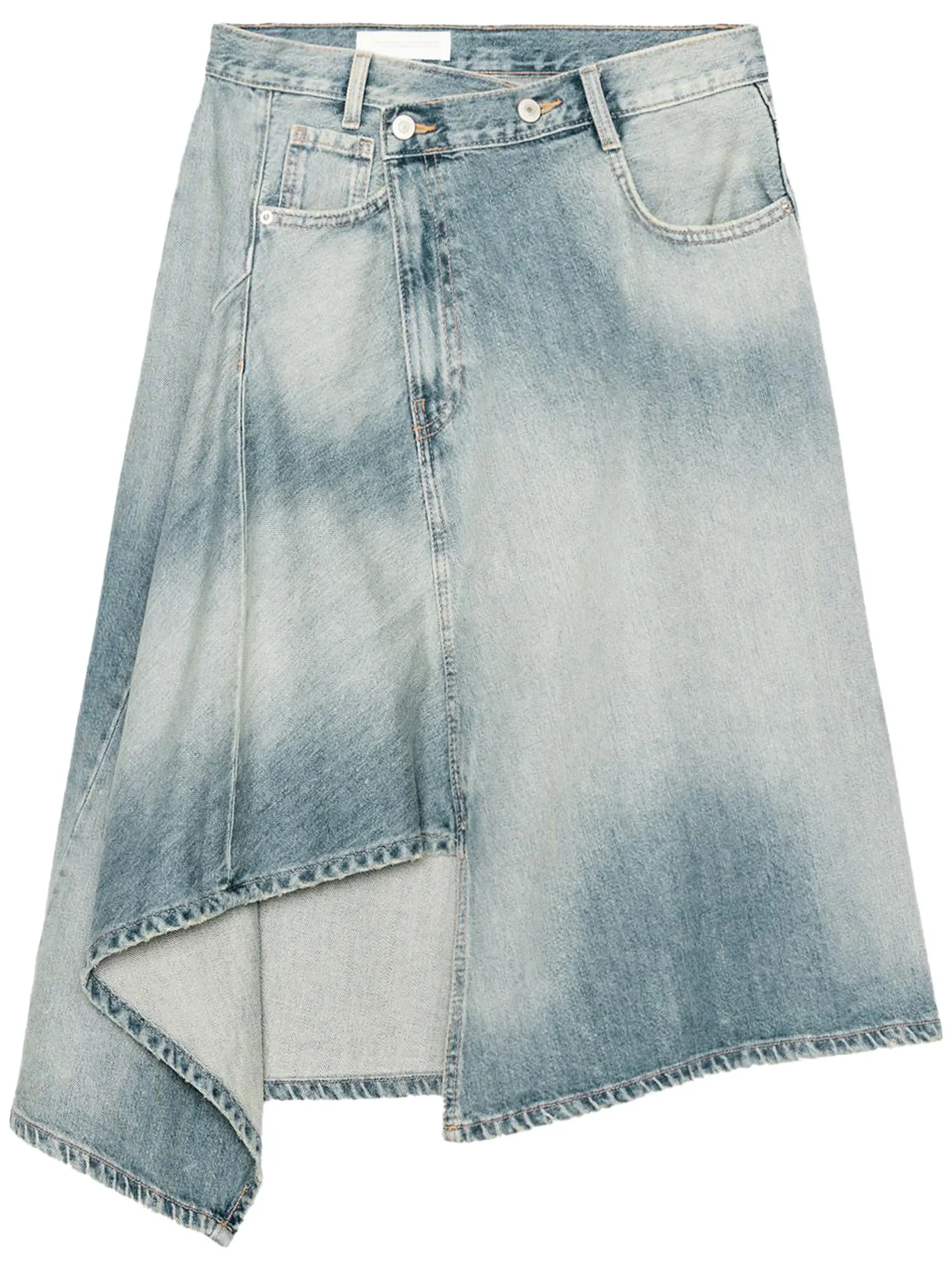 ZAPRHA2025 automne nouveau Double boutonnage a-ligne jupe Midi taille asymétrique conception décontracté dames f-longue Denim jupe