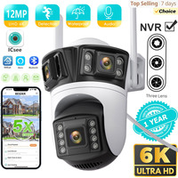 BESDER 6K 12MP HD Three Screen WIFI IP Camera Outdoor Three Lens Ai Human Detection Waterproof CCTV Video Security Camera iCsee