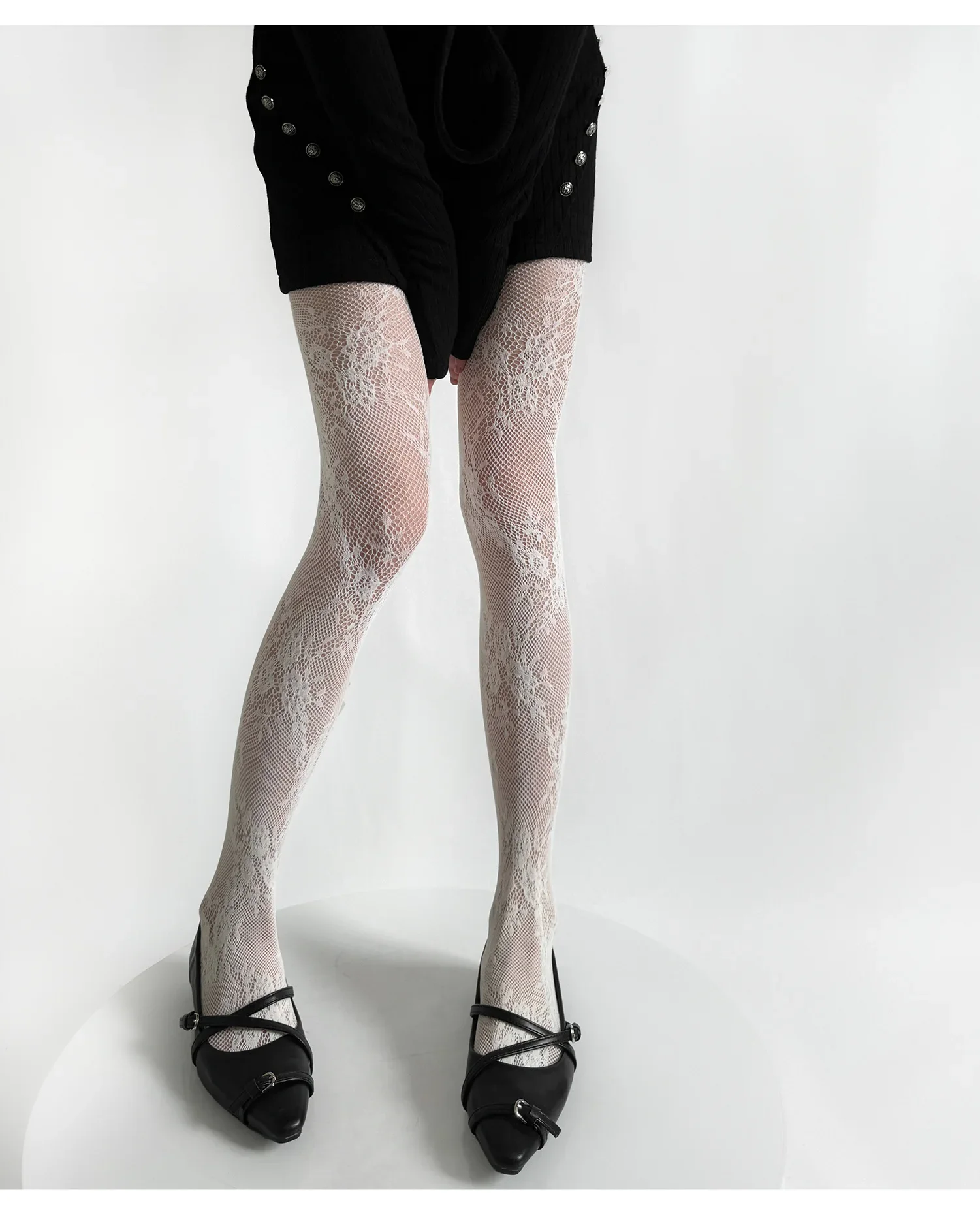 Sommer Damen Sexy Netz-Spitzen-Strümpfe mit Blumenmuster, Overknee-Strümpfe, Netzstrümpfe, Modische Retro-Blumen Mädchen Alltags-Strumpfhose – Detail 14