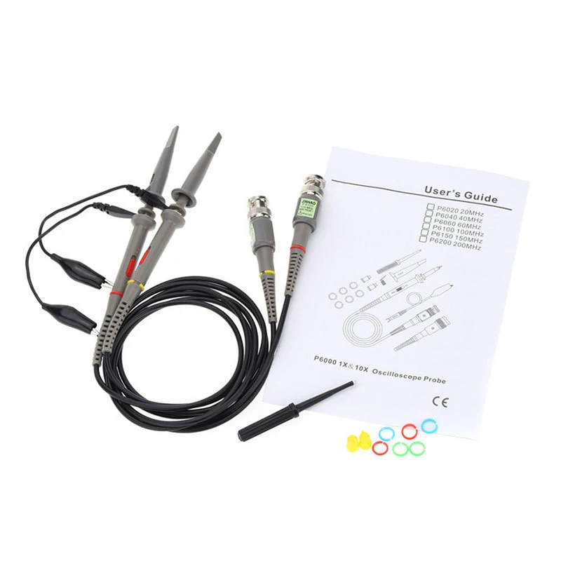 P6100 BNC Oscilloscope Probe Kit 100MHz 1X 10X Mayitr High Precision Scope Analyzer Alligator Clip Probes Test Leads