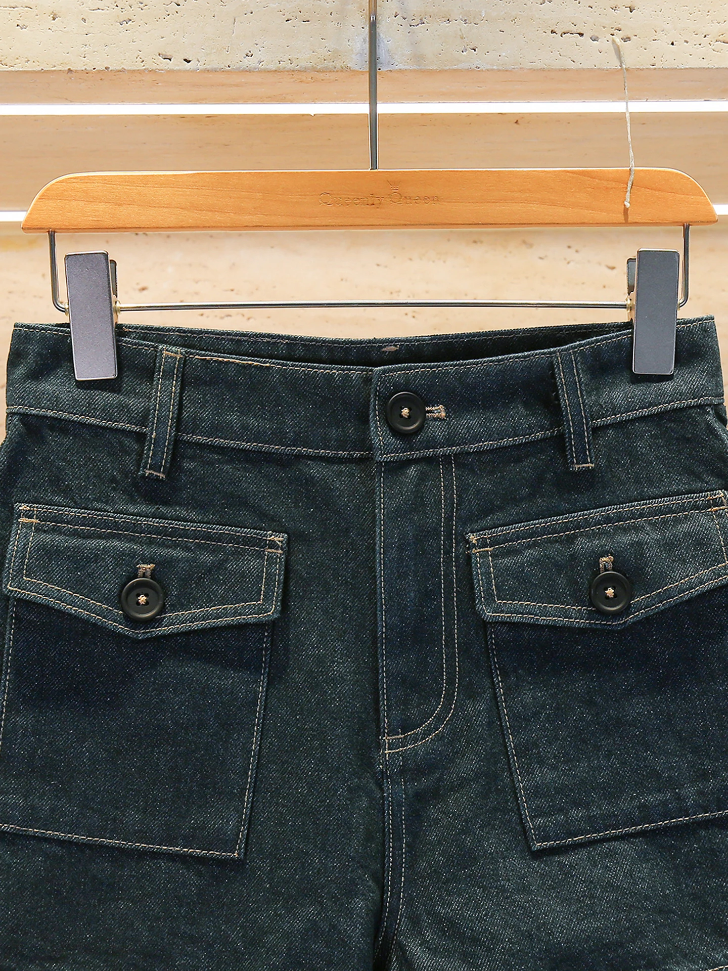 شورت جينز صيفي عالي الخصر ضيق للنساء، شورت أنيق عصري عالي الخصر باللون الأزرق، مقاسات للبالغين 25-29 #1