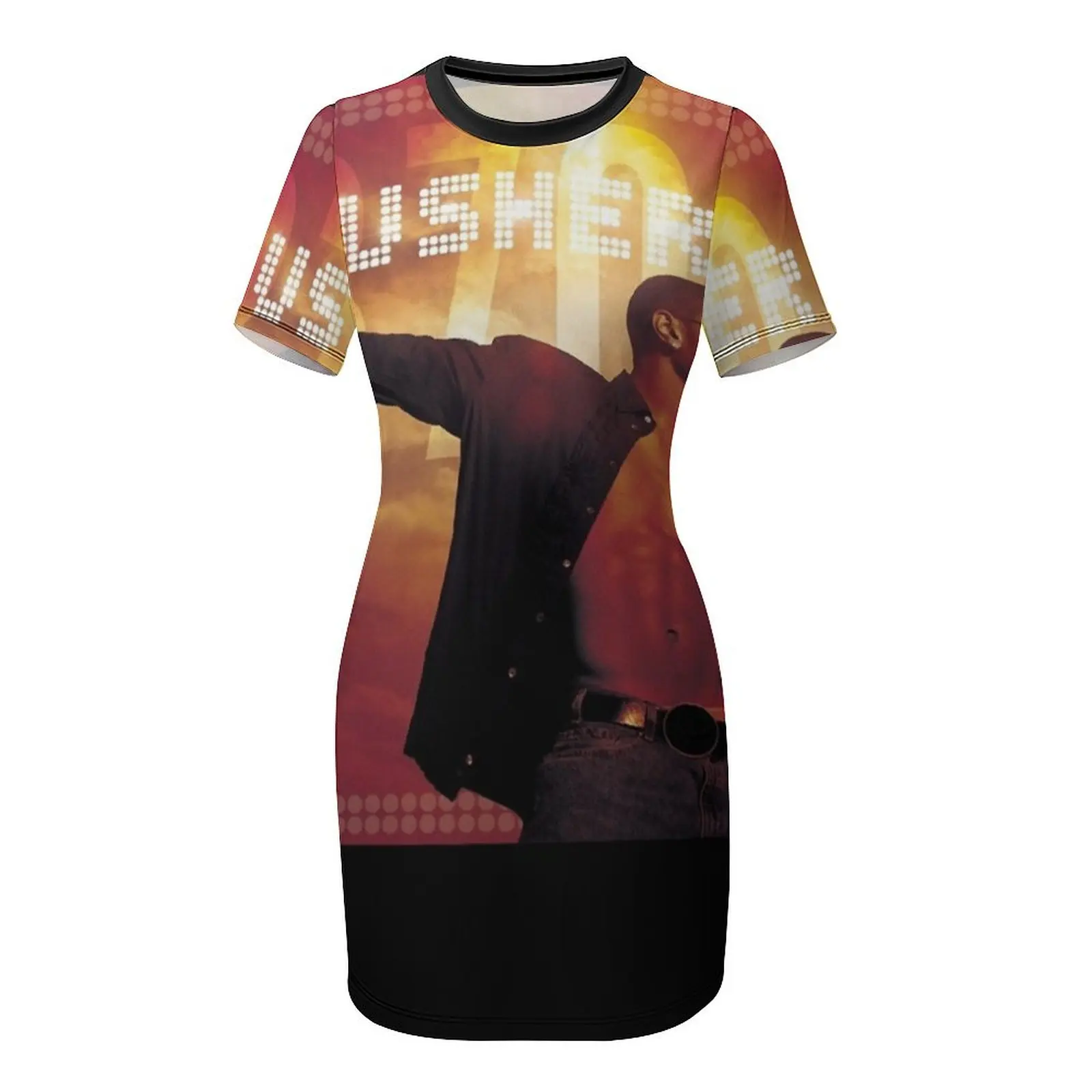 Usher 8701 Klassisches T-Shirt, kurzärmeliges Kleid, schickes und elegantes Damenkleid, Festival-Outfit, Damenkleid