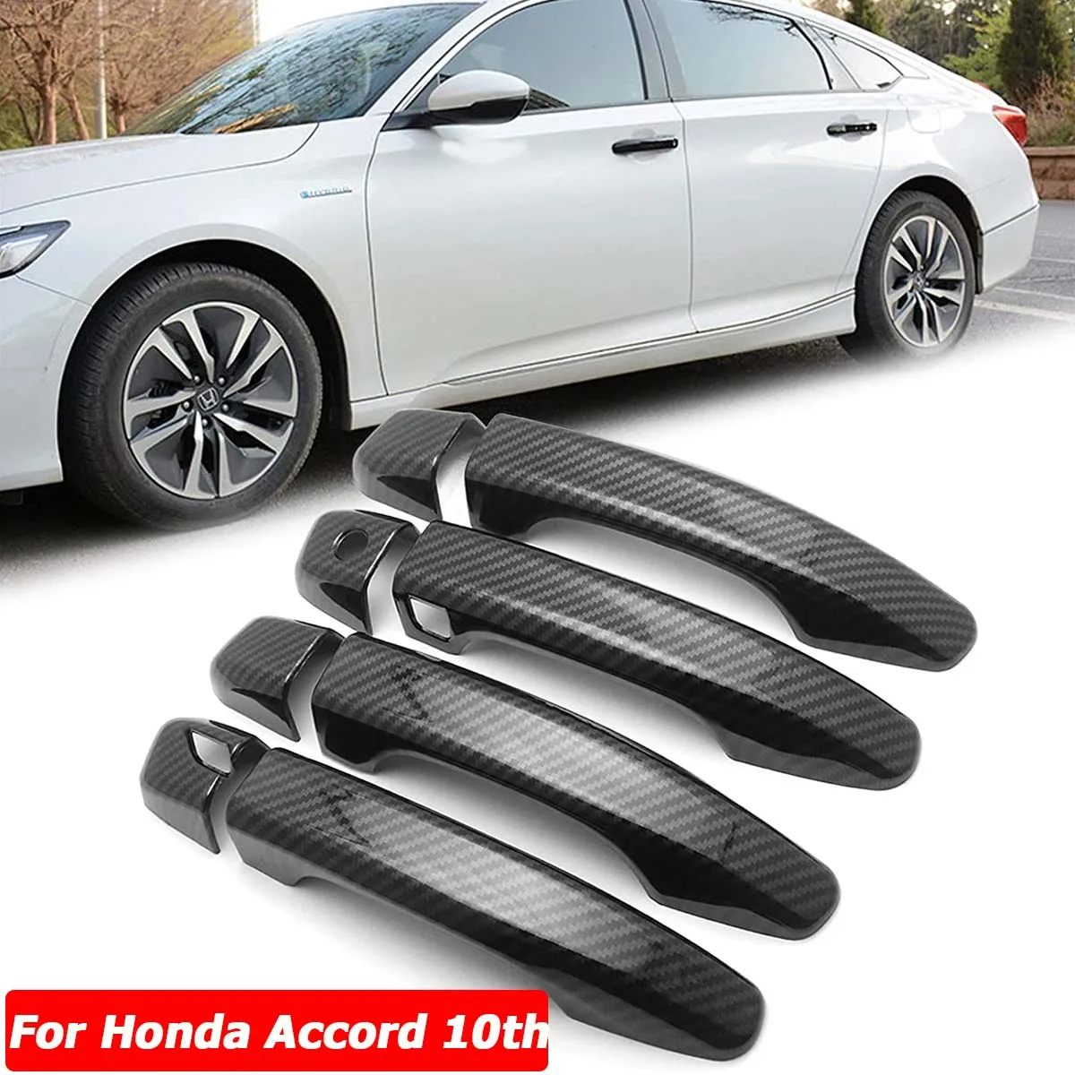 Auto Exterior Door Handle Cover Trim Sticker Protection For Honda Accord 10th Gen 2018-2020 w/ Smart Keyhole Car Accessories