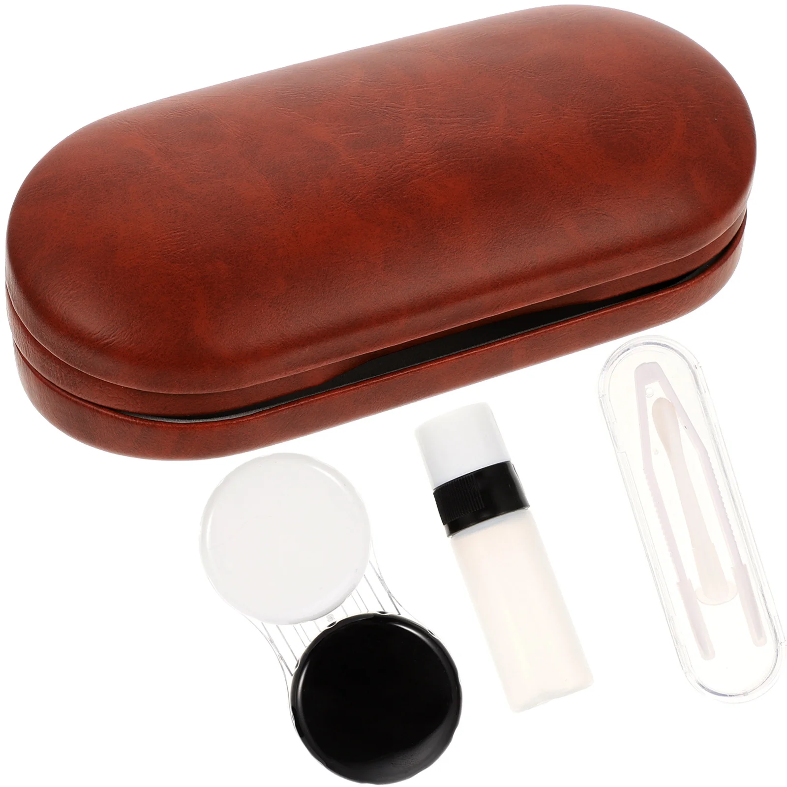 

Double Layer Eyeglass Case PU Wear-Resistant Contacts Holder with Mirror Portable Lens Storage for Glasses and