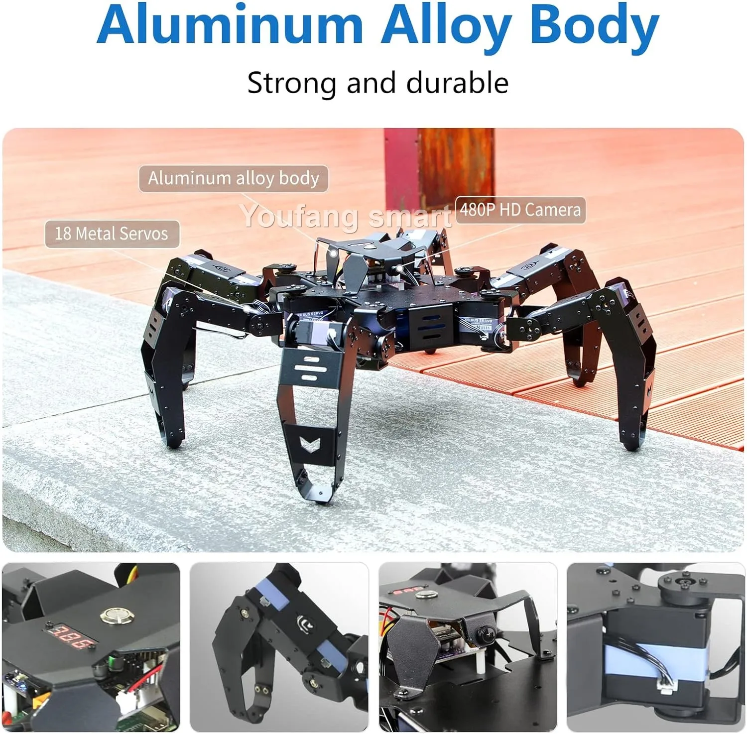 Hexapod روبوت بيوني مع أجهزة ، برمجة رسومية ، عنكبوت فيديو لروبوت اردوينو ، تحكم بالتطبيق ، Esp32 ، مجموعة قابلة للبرمجة