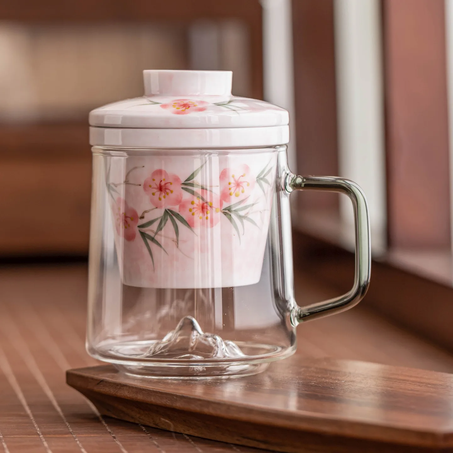 Zml mug with lid, glass tea infuser cup, office tea separation cup, drinking cup