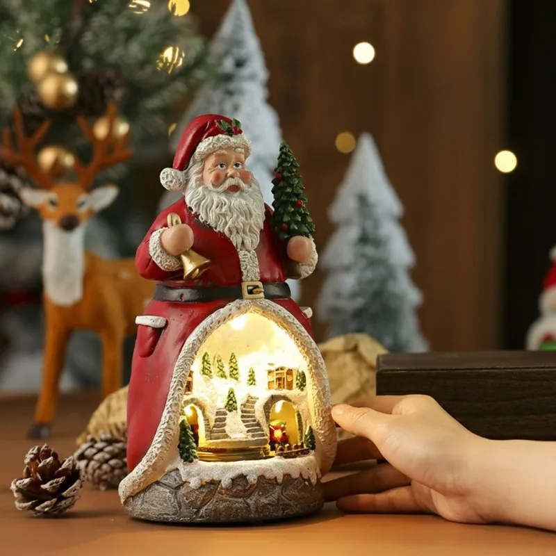 ~WISH Santa Claus Music Box Rotating LED Light Multifunctional Music Box Christmas Gift Ornaments