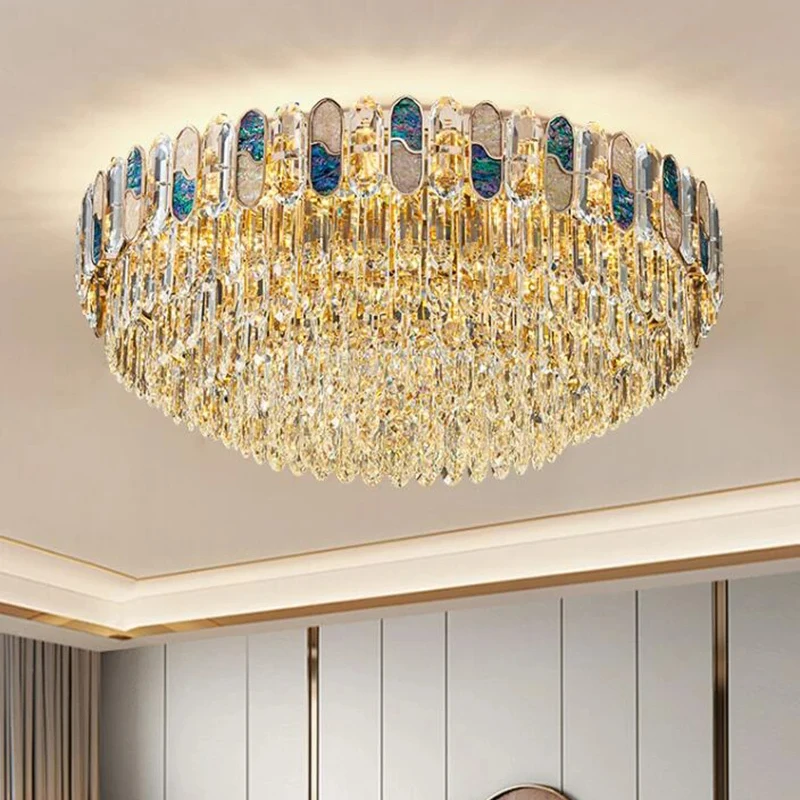 Modern Hanging Light Simple Living Room Bedroom Kitchen Villa Gold Luxury Crystal Chandelier Living Room Advanced Ceiling Light