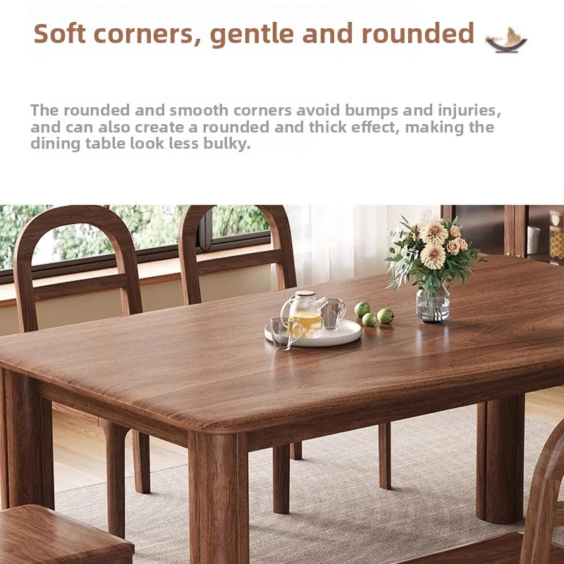 LMM solid wood black walnut dining table rectangular all solid wood small apartment western dining table
