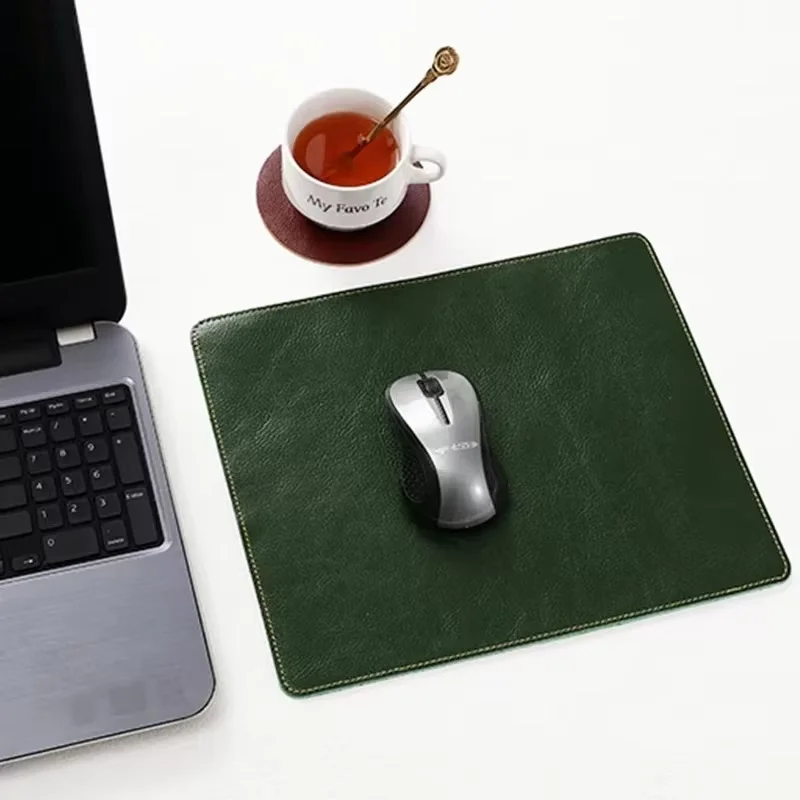 Top layer oil-waxed cowhide table mat, mouse pad, office writing desk tabletop pad, computer desk leather pad
