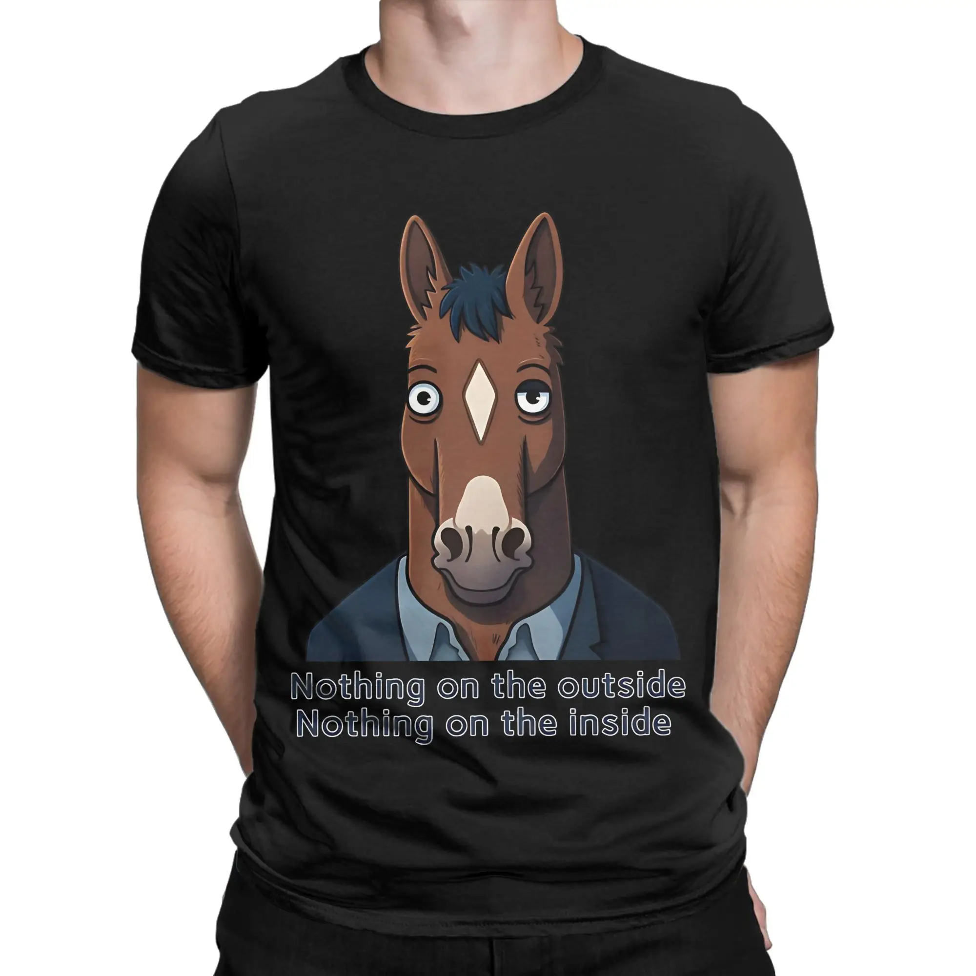 B BoJack Horsemans Nothing on the Outside Nothing on the Inside  Funny 100% Cotton T-Shirt B-BoJack Horsemans Tops Tees For Men
